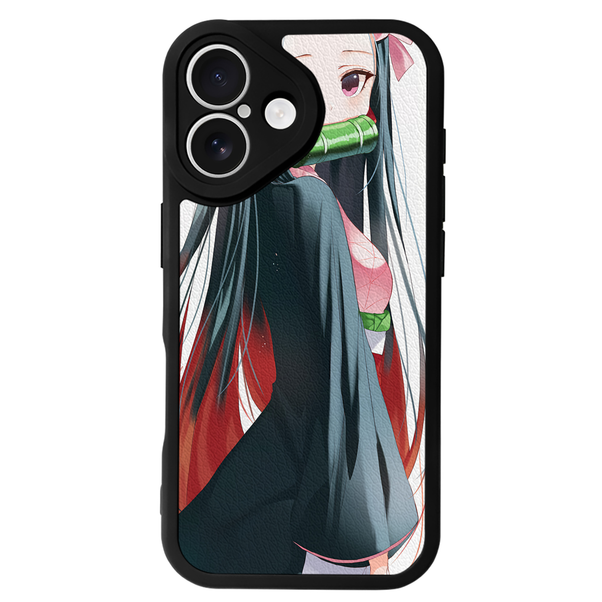（画像用） 鬼滅の刃（きめつのやいば）竈門 禰󠄀豆子／かまど ねずこ Kamado Nezuko 【iPhone 16シリーズ対応】シリコンスマホケース（レザー調） 材質：シリコン